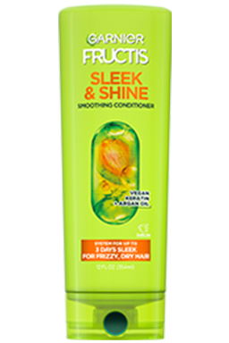 Front of Pack of Fructis Sleek & Shine Conditioner